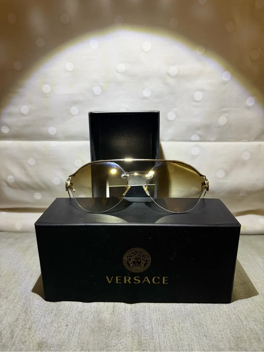 Versace Women’s Gold and Brown Gradient Aviator Sunglasses